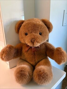 Vintage Golden Bear Co. Plush Brown Teddy Bear with Ribbon